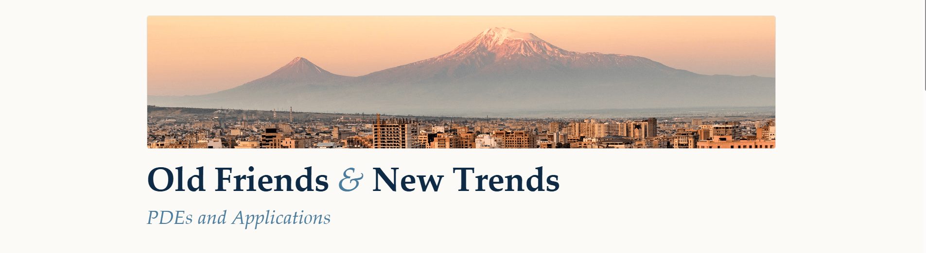"Old Friends & New Trends: PDEs and Applications" workshop | July 13–14, 2026